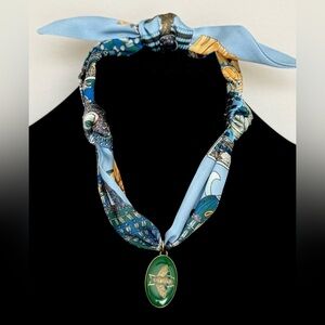 Scarf Necklace w/ stamped pendant